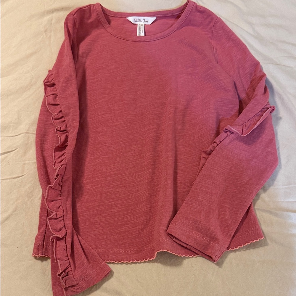Matilda Jane Long Sleeve Top in Rose with Ruffle Detail